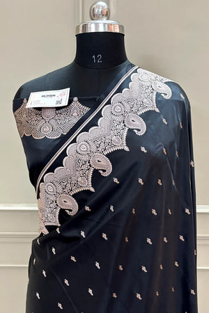Black Deepak Buti Katan Silk Banarasi Saree