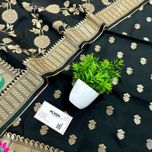 Black Gulbagh Satin Silk Banarasi Suit