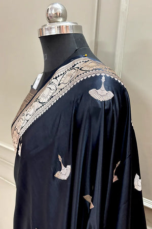 Black Jellyfish Buti Katan Silk Banarasi Saree