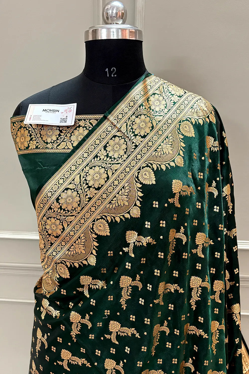 Bottle Green Victory Katan Silk Banarasi Saree