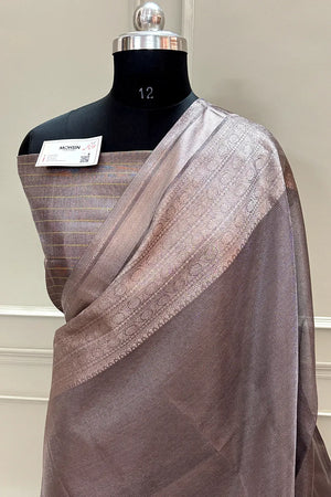 Brown Golden Zari Tissue Silk Banarasi Saree