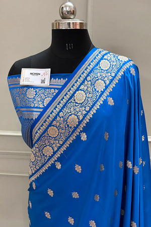 Firozi Podina Buti Katan Silk Banarasi Saree