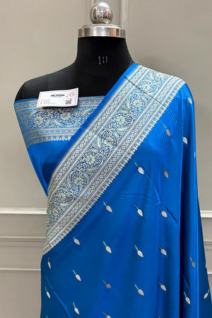 Firozi Tilak Buti Katan Silk Banarasi Saree
