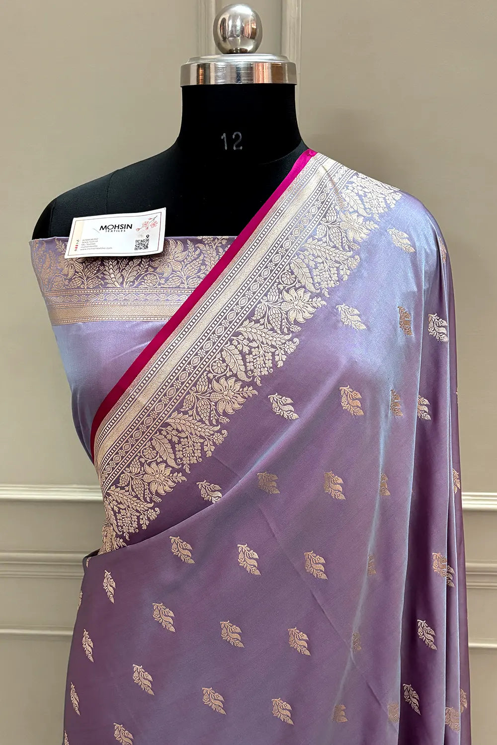 Lavender Aatari Buti Katan Silk Banarasi Saree