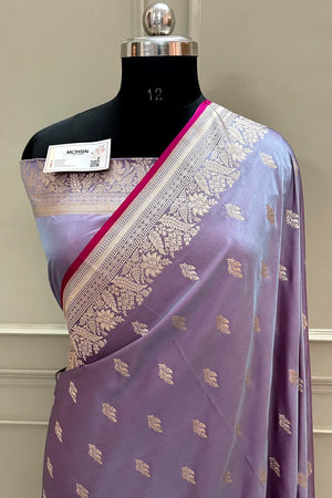 Lavender Aatari Buti Katan Silk Banarasi Saree