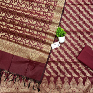 Maroon Golden Zari Banarasi Silk Suit