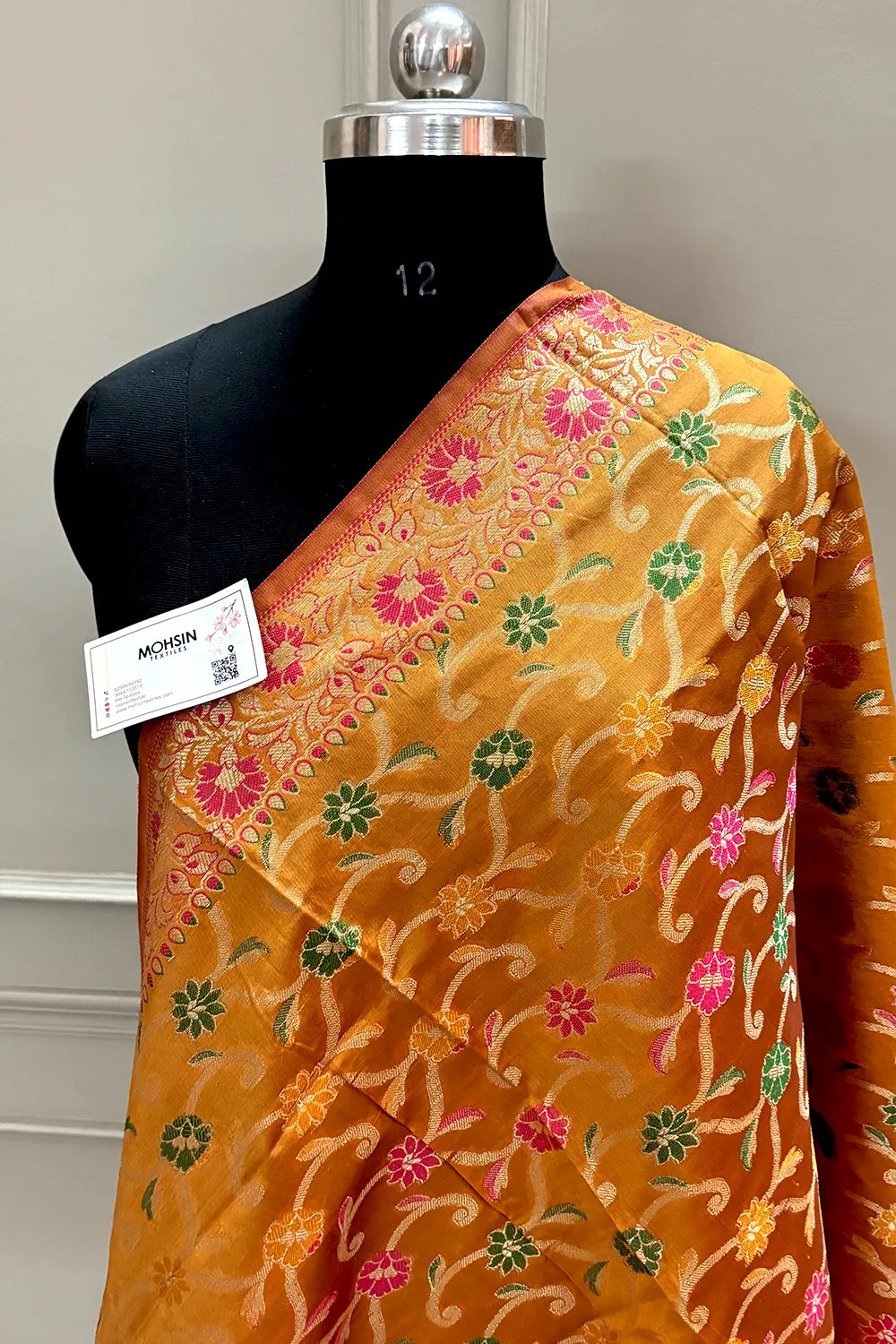 Mustard Zari Meena Cotton Silk Banarasi Dupatta