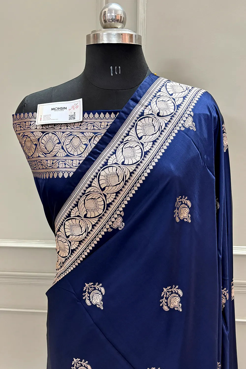 Navy Blue Kohinoor Buti Katan Silk Banarasi Saree