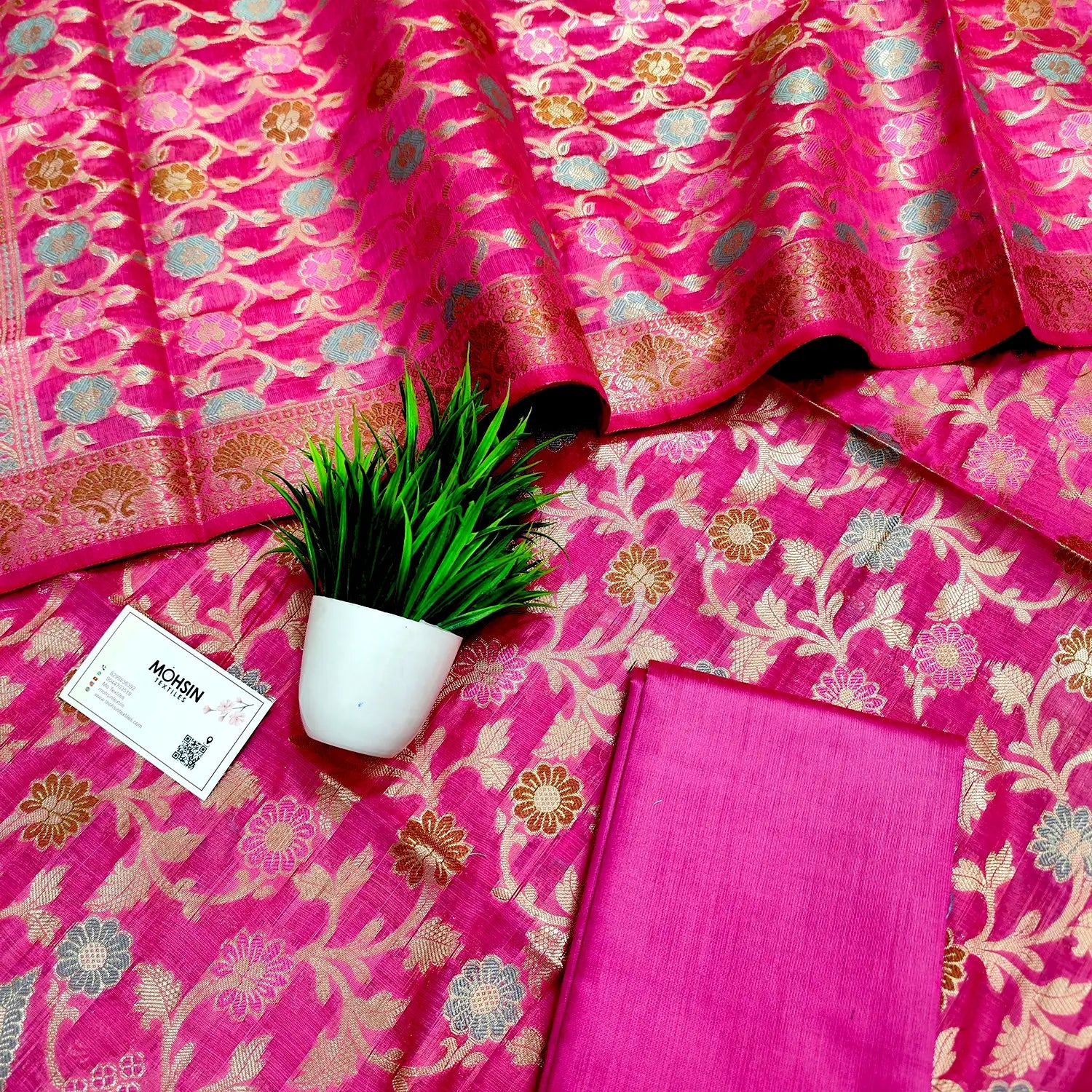 Baby Pink Tilfi Meenakari Satin Silk Banarasi Suit