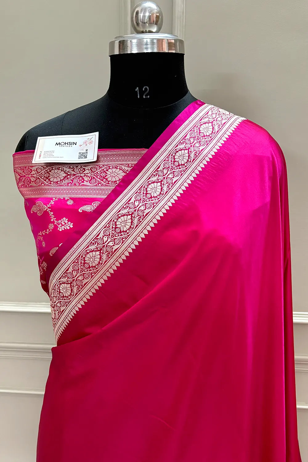 Pink Zari Border Katan Silk Banarasi Saree