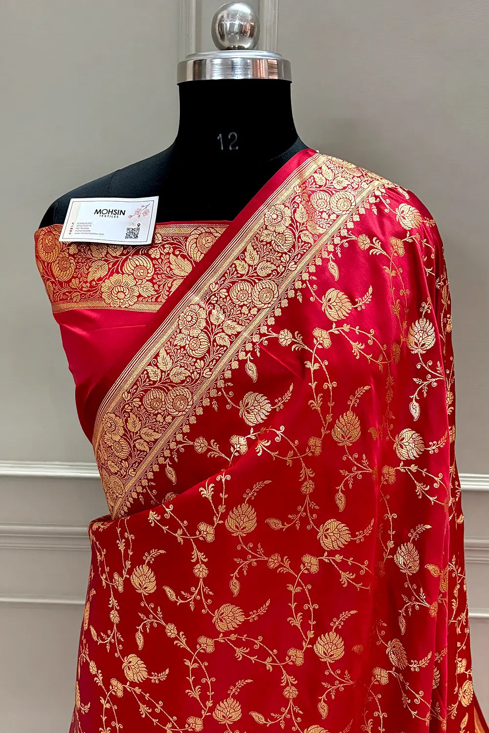 Red Jangla Katan Silk Banarasi Saree