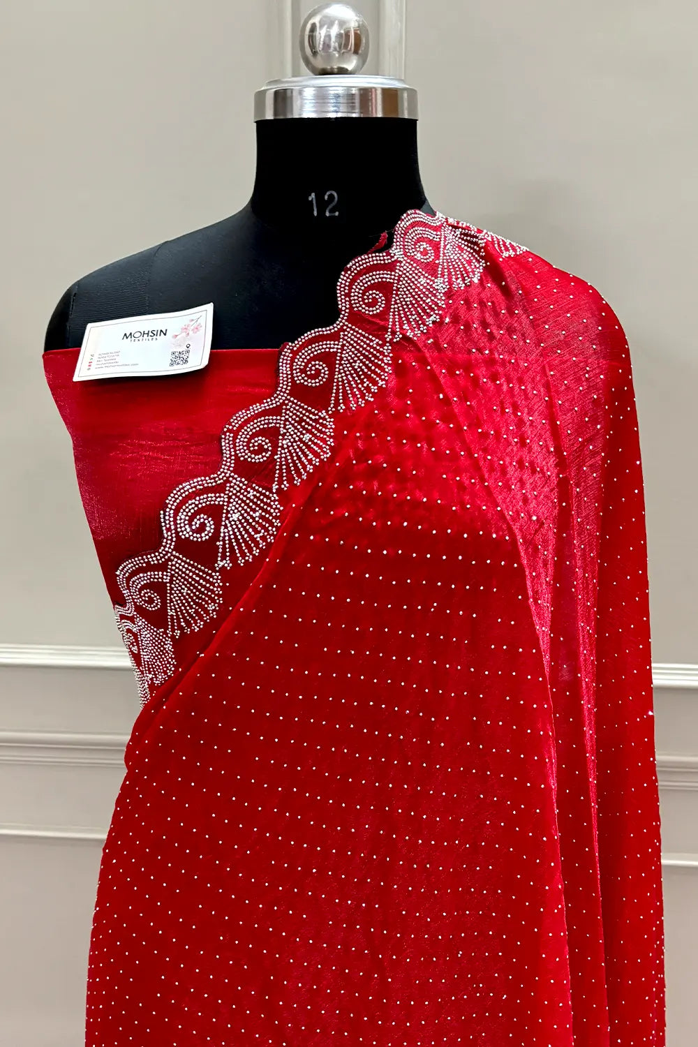 Red Siroski Stone Jimmy Choo Saree