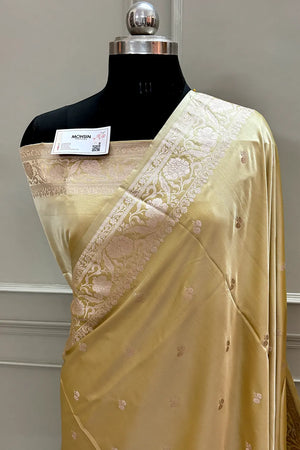 Yellow Babu Buti Katan Silk Banarasi Saree