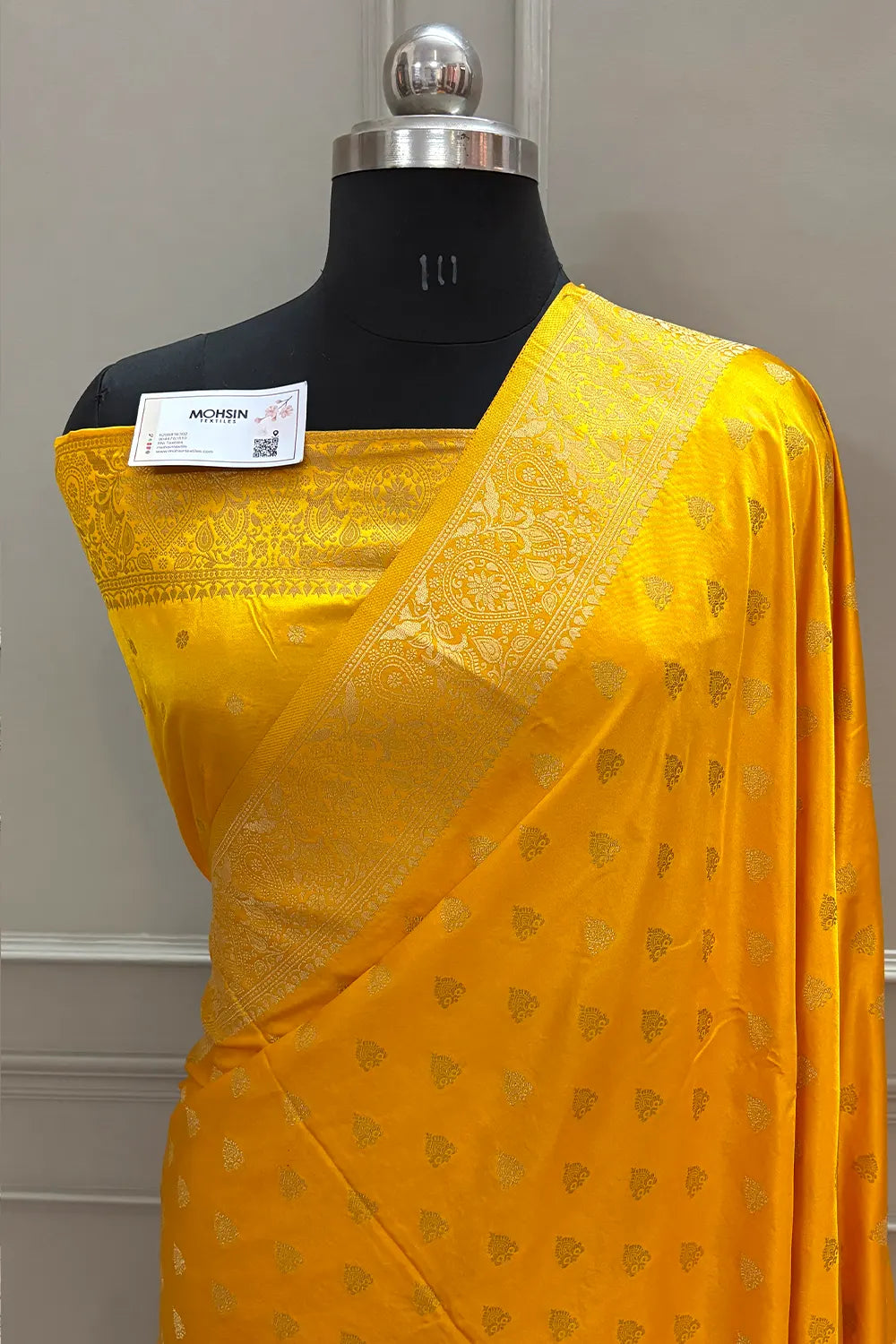 Yellow Golden Zari Katan Silk Banarasi Saree