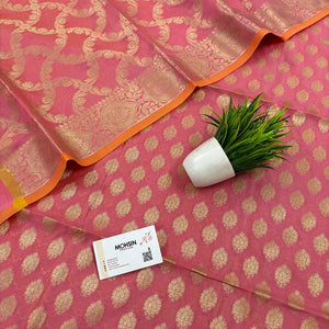 Baby Pink Golden Zari Resham Silk Banarasi Suit