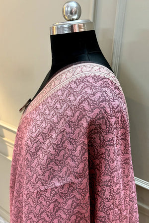 Baby Pink Resham Zari Silk Banarasi Stole