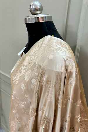 Beige Kesari Jaal Katan Silk Banarasi Saree