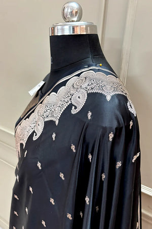 Black Deepak Buti Katan Silk Banarasi Saree