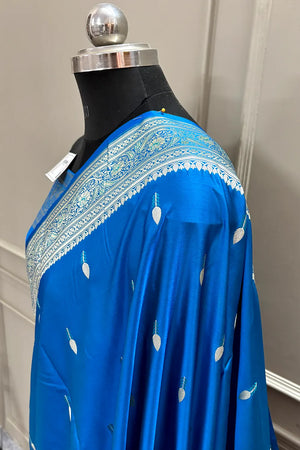 Firozi Tilak Buti Katan Silk Banarasi Saree