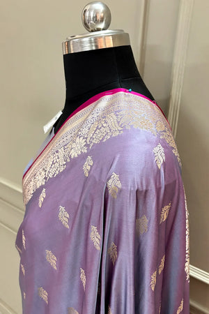 Lavender Aatari Buti Katan Silk Banarasi Saree
