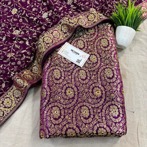 Magenta Murrah Jaal Stone Work Kimkhab Silk Banarasi Gharara