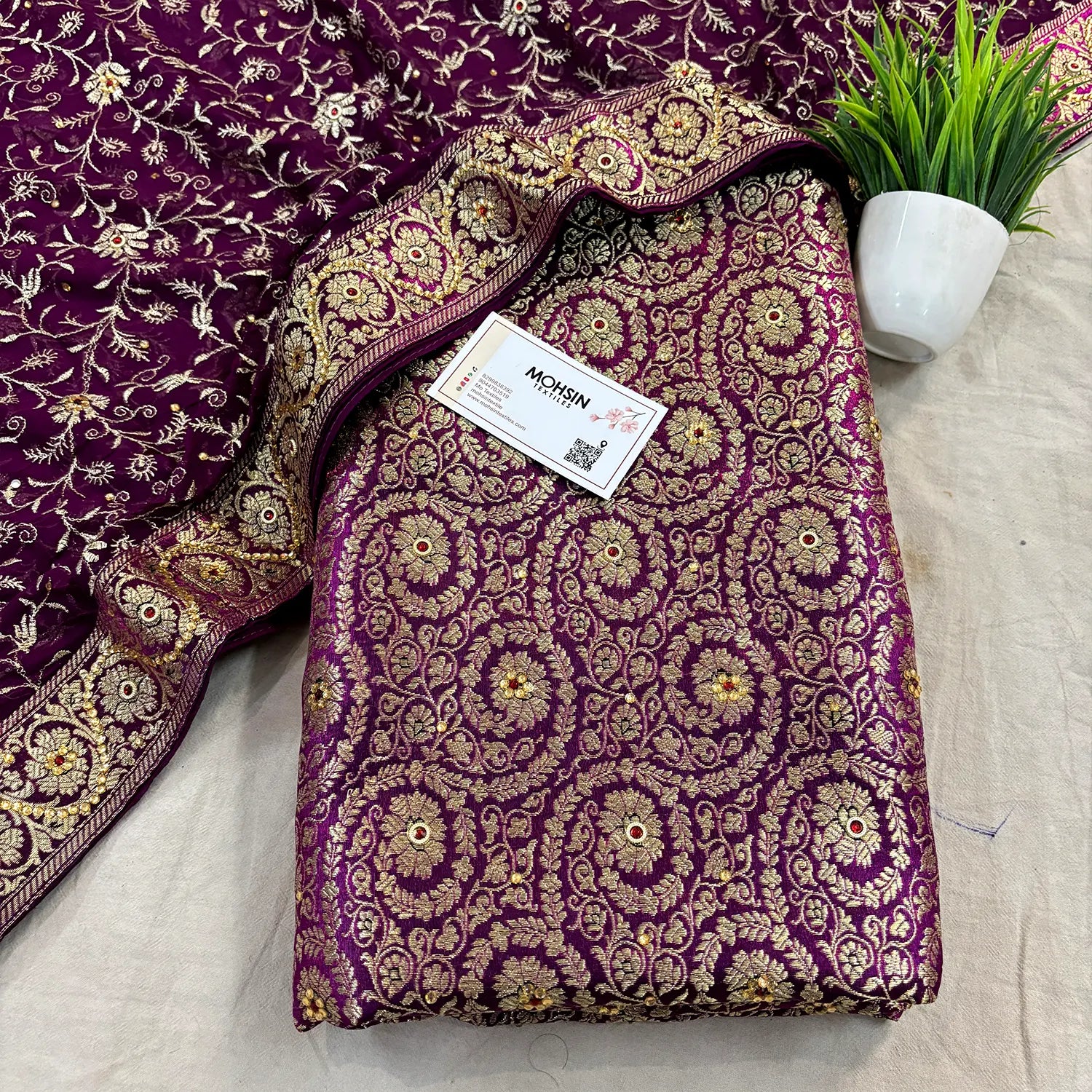 Magenta Murrah Jaal Stone Work Kimkhab Silk Banarasi Gharara