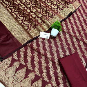 Maroon Golden Zari Banarasi Silk Suit