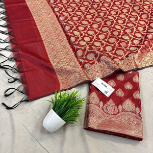 Maroon Uggi Dhan Patti Banarasi Silk Suit