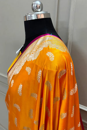Mustard Kanak Buti Katan Silk Banarasi Saree