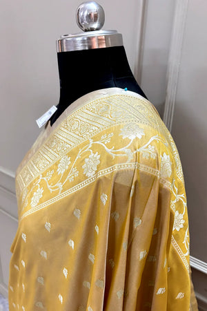 Mustard Mahinki Buti Katan Silk Banarasi Saree