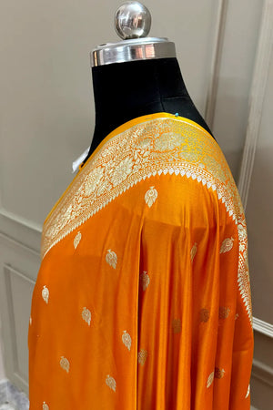 Mustard Mario Patti Katan Silk Banarasi Saree