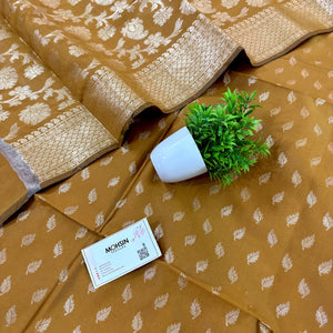 Mustard Sunehri Pankh Satin Silk Banarasi Suit
