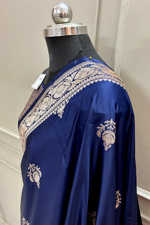 Navy Blue Kohinoor Buti Katan Silk Banarasi Saree