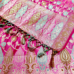 Baby Pink Tilfi Meenakari Satin Silk Banarasi Suit