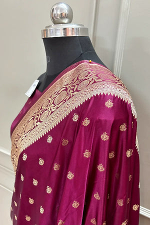 Purple Golden Zari Katan Silk Banarasi Saree