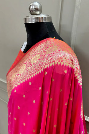 Rani Pink Nanhikali Katan Silk Banarasi Saree