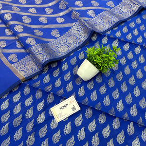 Royal Blue Agnipath Buti Satin Silk Banarasi Suit