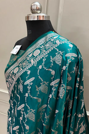 Teal Masakali Katan Silk Banarasi Saree