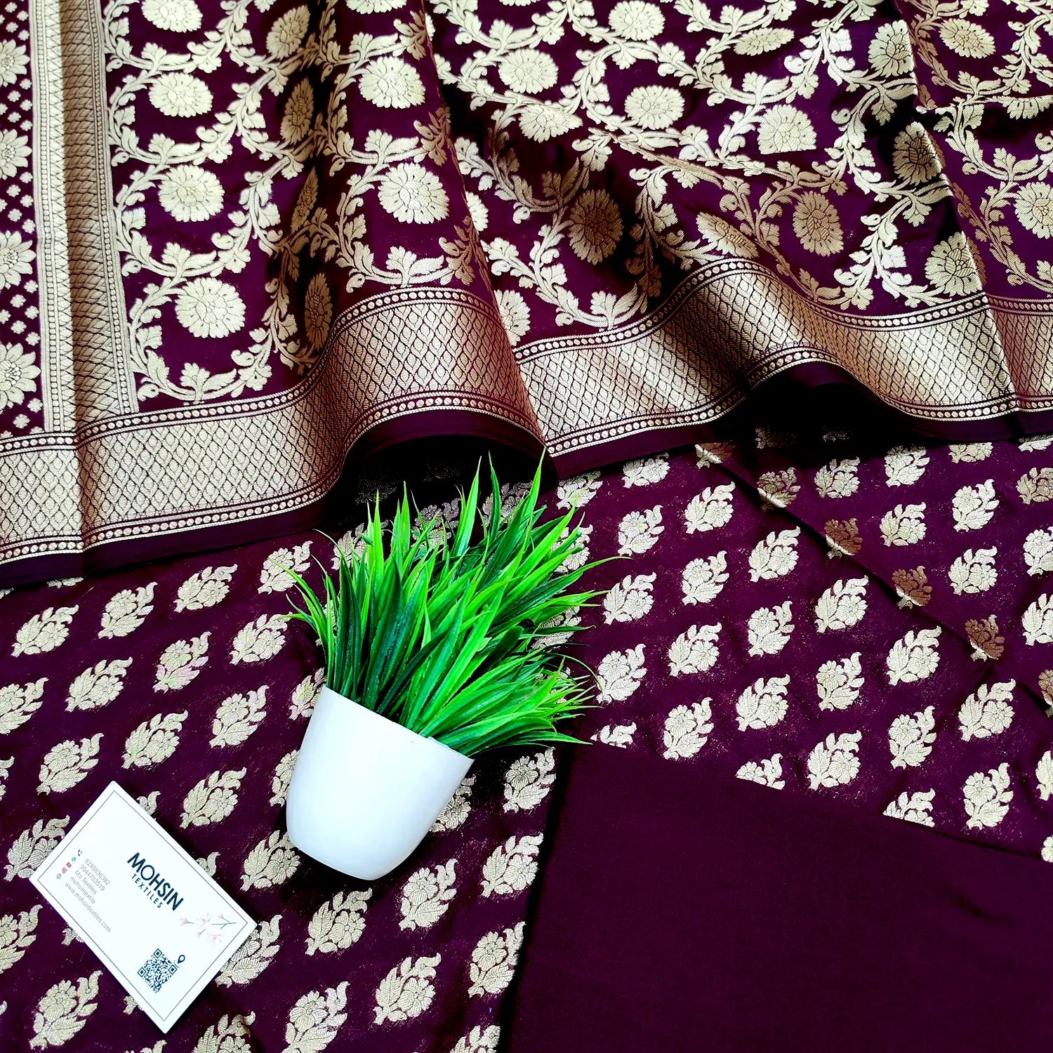 Wine Guldaan Katan Silk Banarasi Suit