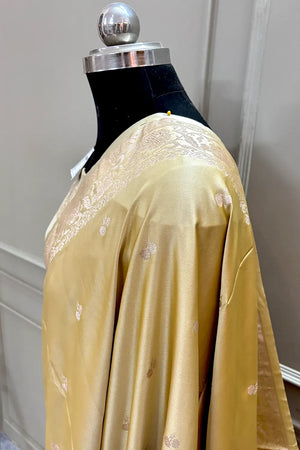 Yellow Babu Buti Katan Silk Banarasi Saree
