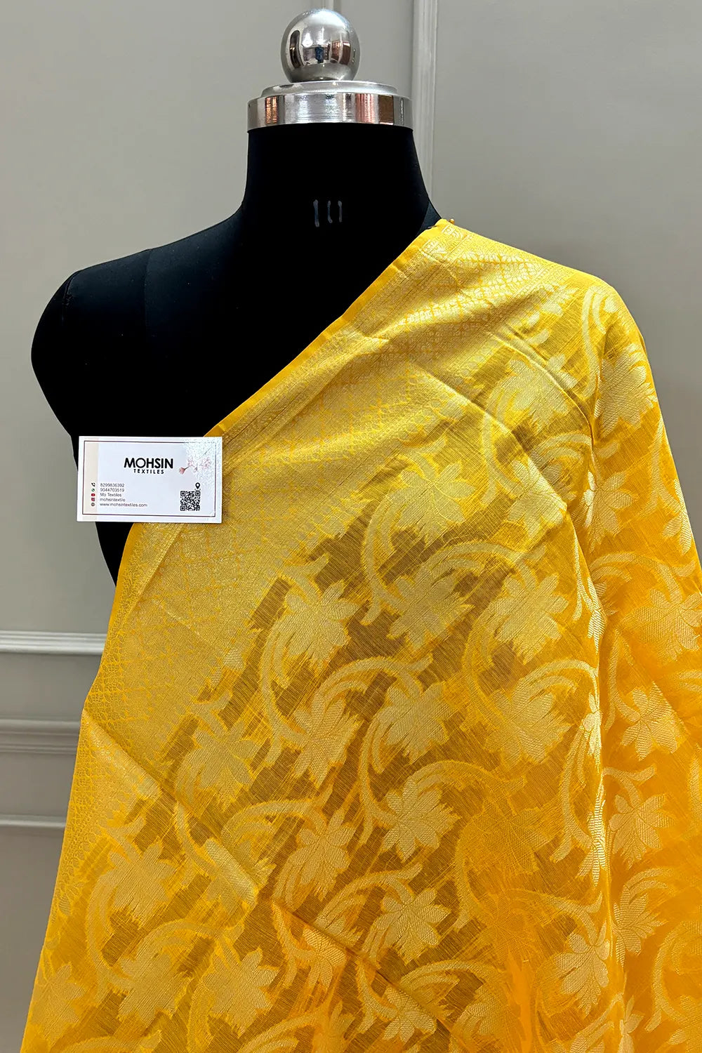 Yellow Golden Zari Banarasi Silk Dupatta