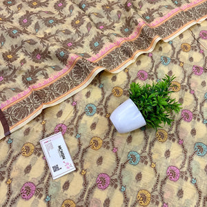 Yellow Resham Zari Banarasi Silk Suit