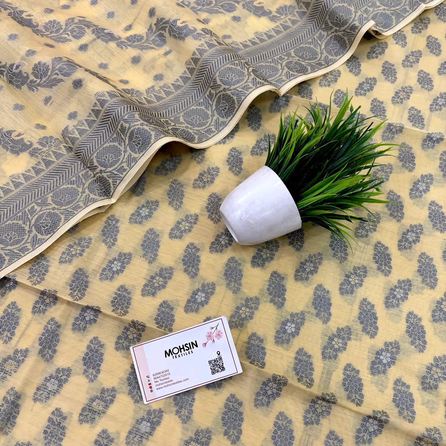 Yellow Resham Zari Banarasi Silk Suit