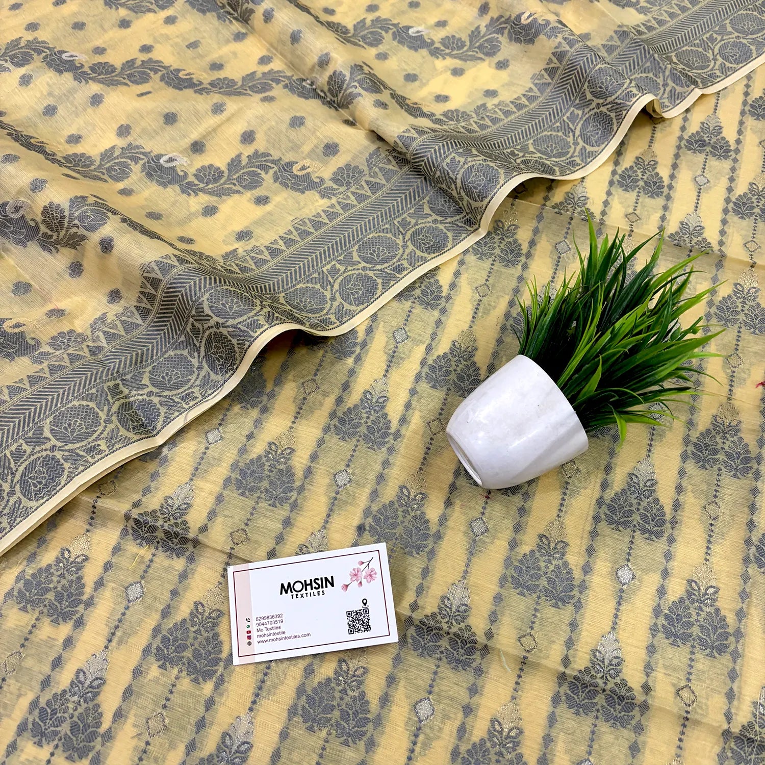 Yellow Resham Zari Banarasi Silk Suit