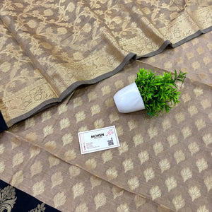 Beige and Black Kalgha Patta Banarasi Silk Suit