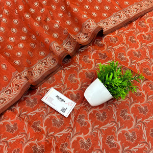 Dark Orange Surahi Jaal Cotton Silk Banarasi Suit
