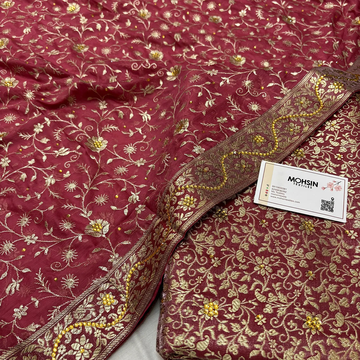 Peach Stone Work Kimkhab Silk Banarasi Gharara