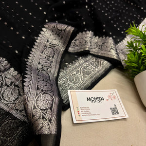 Black Chunri Georgette Silk Banarasi Dupatta