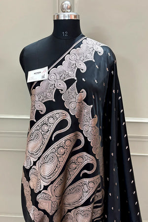 Black Deepak Buti Katan Silk Banarasi Saree