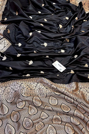 Black Jellyfish Buti Katan Silk Banarasi Saree